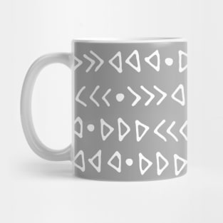 Modern Hand Drawn Triangles and Arrows Pattern Grey and White Mug